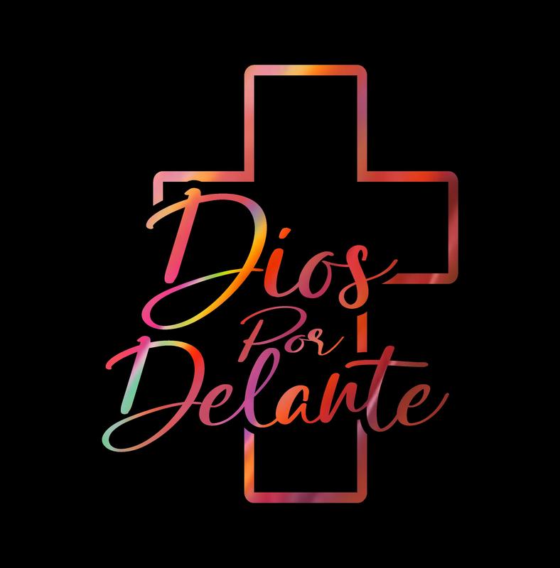 Dios por Delante Vinyl Decal – Cross Outline Design / Sticker en Vinil con Cruz Minimalista