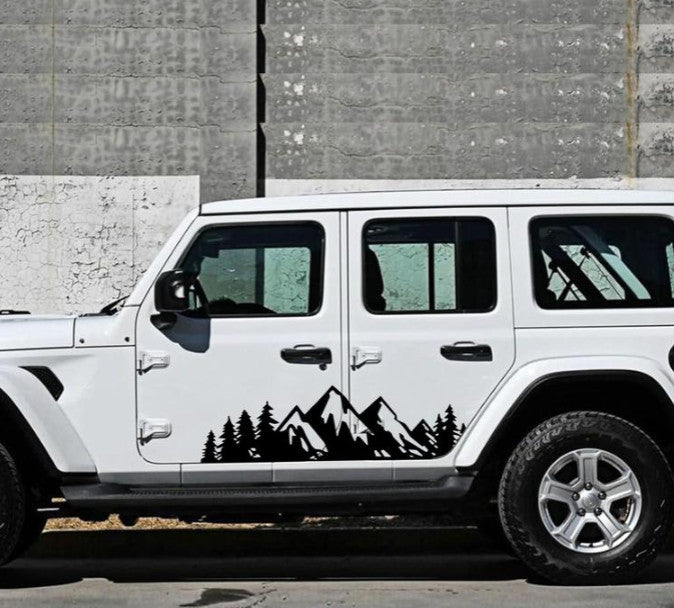 Mountain & Forest Vinyl Decal – Adventure Car Sticker for Jeep, SUV & Truck Decoration