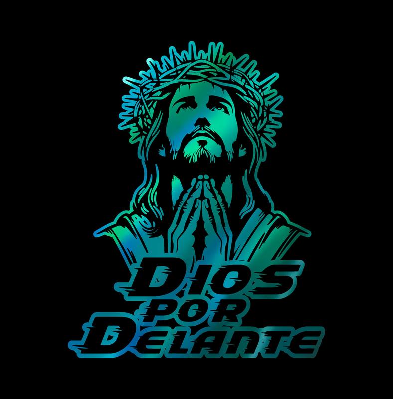 Dios por Delante Holographic Decal – Jesus Prayer Design / Sticker en Vinil con Jesús Orando