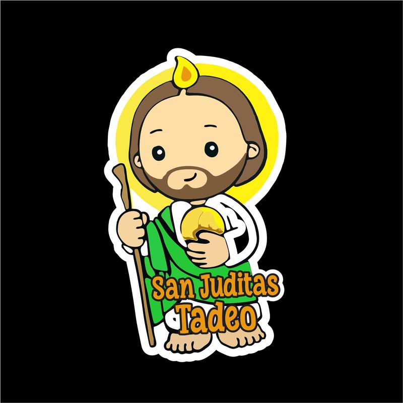San Judas Tadeo Cartoon Decal – Cute Printed Sticker / San Juditas en Caricatura Impreso en Vinil