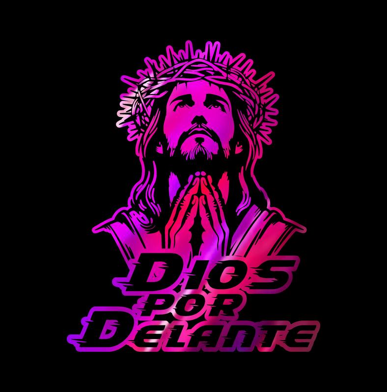 Dios por Delante Holographic Decal – Jesus Prayer Design / Sticker en Vinil con Jesús Orando