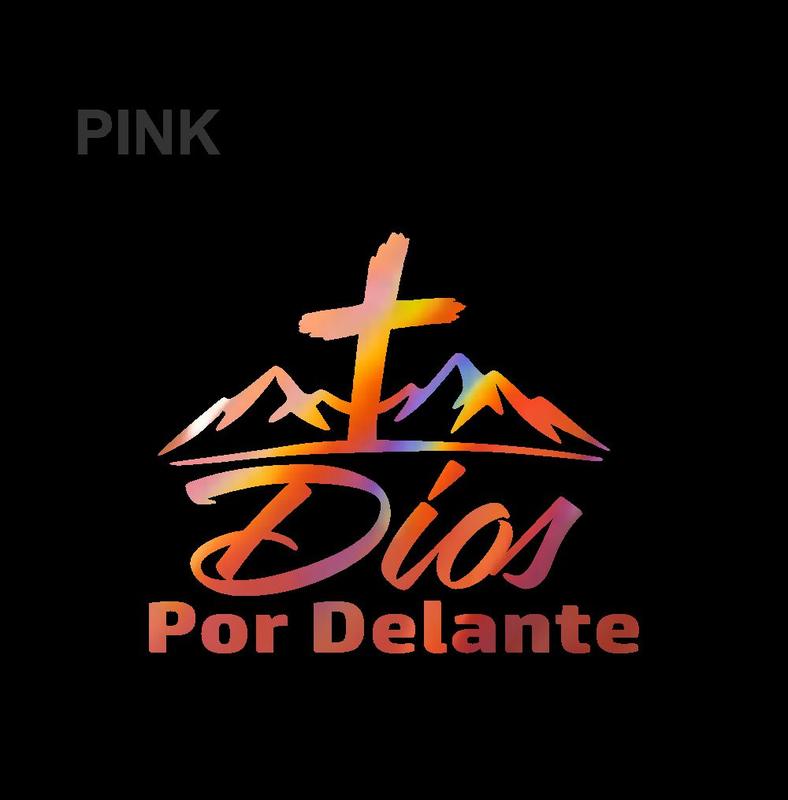 Dios por Delante Sticker – Cross & Mountains Vinyl Decal / Calcomanía en Vinil con Cruz y Montañas