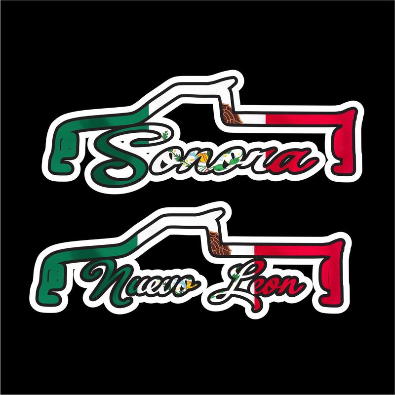 Truck Silhouette Printed Decal – Mexican Flag Colors / Sticker de Troca Impreso con Estados de México