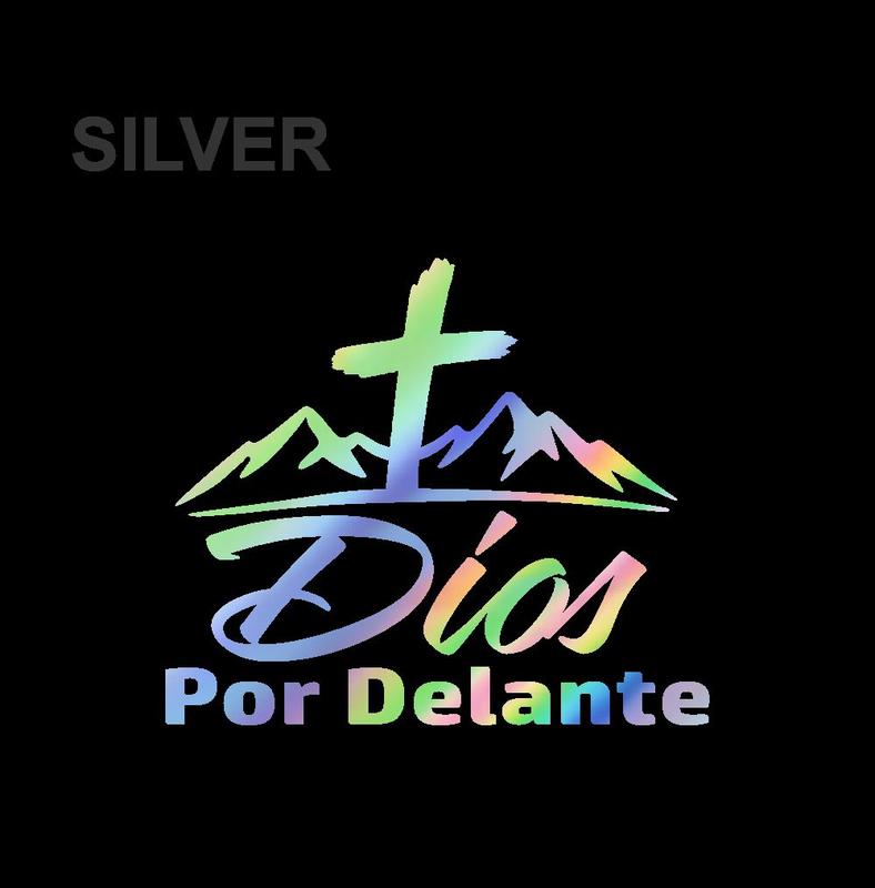 Dios por Delante Sticker – Cross & Mountains Vinyl Decal / Calcomanía en Vinil con Cruz y Montañas
