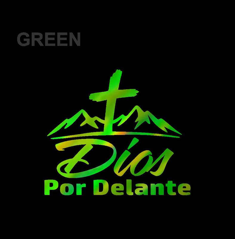 Dios por Delante Sticker – Cross & Mountains Vinyl Decal / Calcomanía en Vinil con Cruz y Montañas
