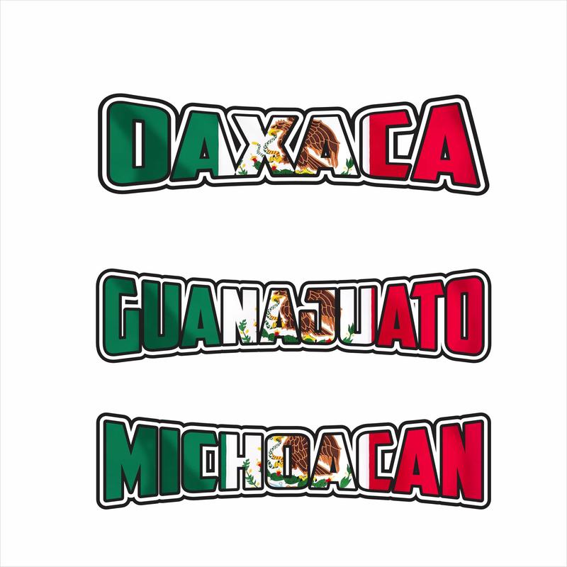 Mexico Flag Letters Decal – Personalized State Sticker / Nombre de Estado con Colores de la Bandera de México