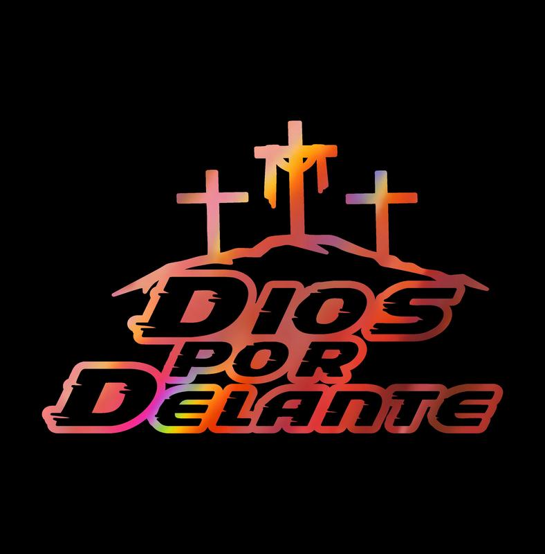 Dios por Delante Sticker – Three Crosses Vinyl Decal / Calcomanía en Vinil con Tres Cruces