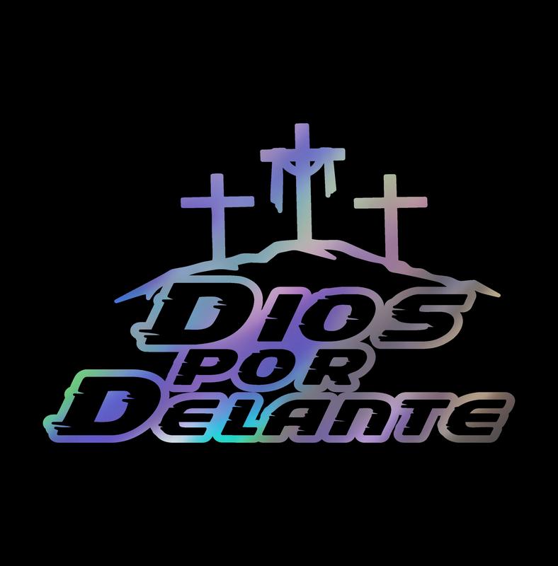 Dios por Delante Sticker – Three Crosses Vinyl Decal / Calcomanía en Vinil con Tres Cruces