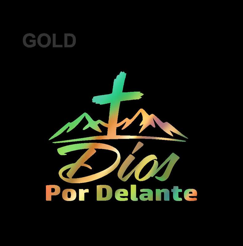 Dios por Delante Sticker – Cross & Mountains Vinyl Decal / Calcomanía en Vinil con Cruz y Montañas