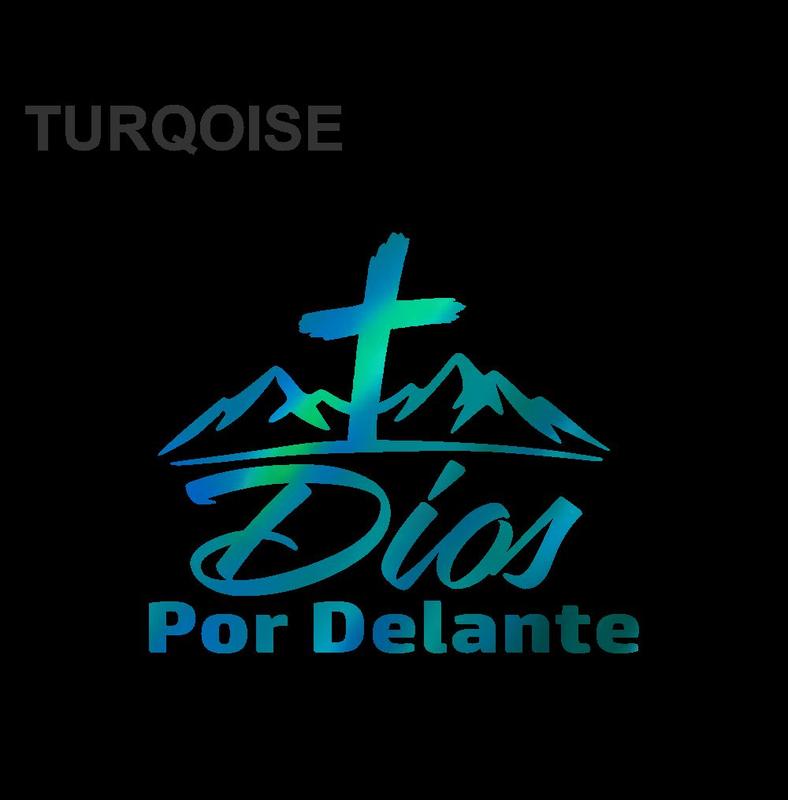 Dios por Delante Sticker – Cross & Mountains Vinyl Decal / Calcomanía en Vinil con Cruz y Montañas