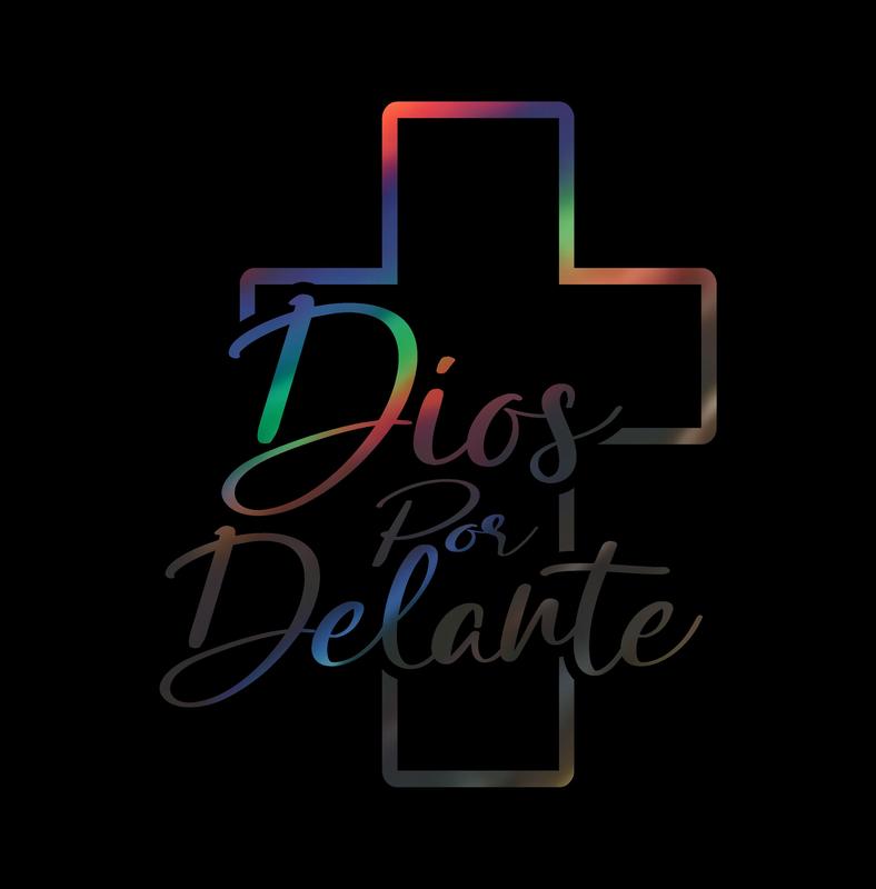 Dios por Delante Vinyl Decal – Cross Outline Design / Sticker en Vinil con Cruz Minimalista