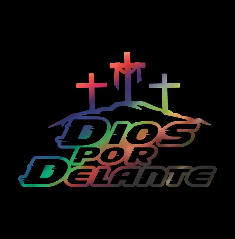 Dios por Delante Sticker – Three Crosses Vinyl Decal / Calcomanía en Vinil con Tres Cruces