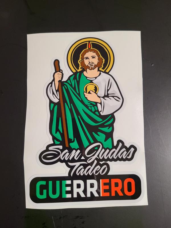 San Judas Tadeo Printed Decal – Personalized Mexican State / Sticker Impreso con Estados y Colores de la Bandera