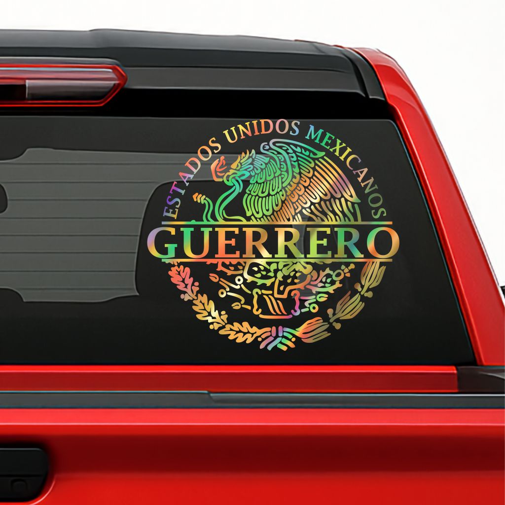 Escudo México Holographic Decal – Personalized with Any State / Sticker en Vinil con Escudo Nacional y Estados de México