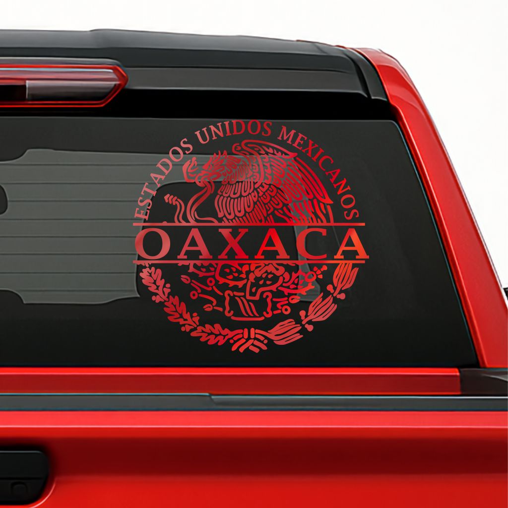Escudo México Holographic Decal – Personalized with Any State / Sticker en Vinil con Escudo Nacional y Estados de México