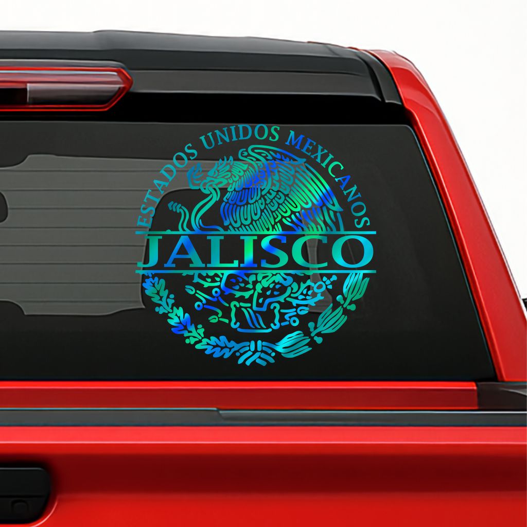 Escudo México Holographic Decal – Personalized with Any State / Sticker en Vinil con Escudo Nacional y Estados de México