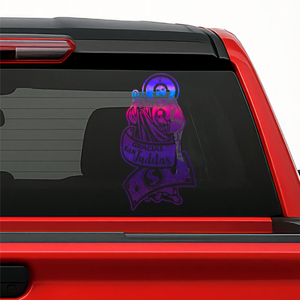San Judas Tadeo Money Sticker – Saint Jude Prosperity Vinyl Decal for Cars & Trucks