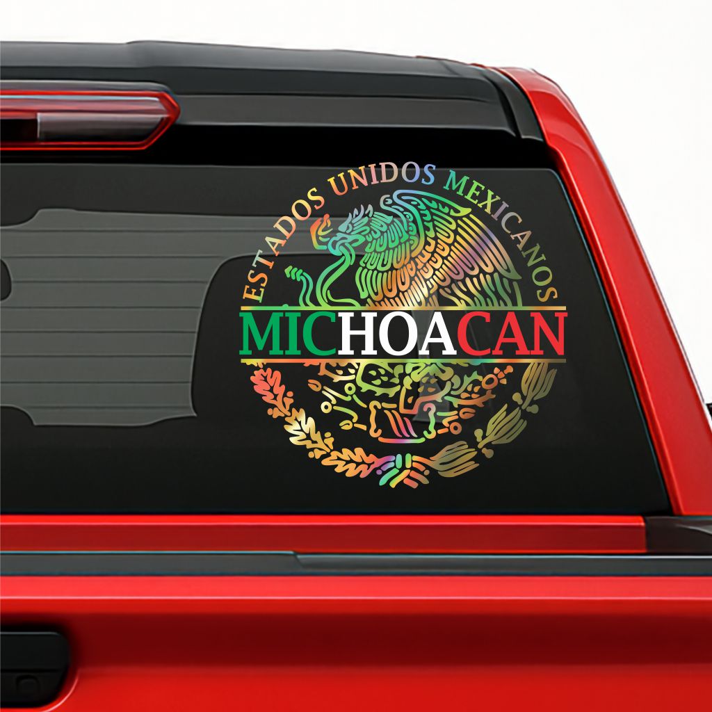 Mexico Coat of Arms Holographic Decal – Custom State / Escudo de México en Vinil Personalizado con Estados