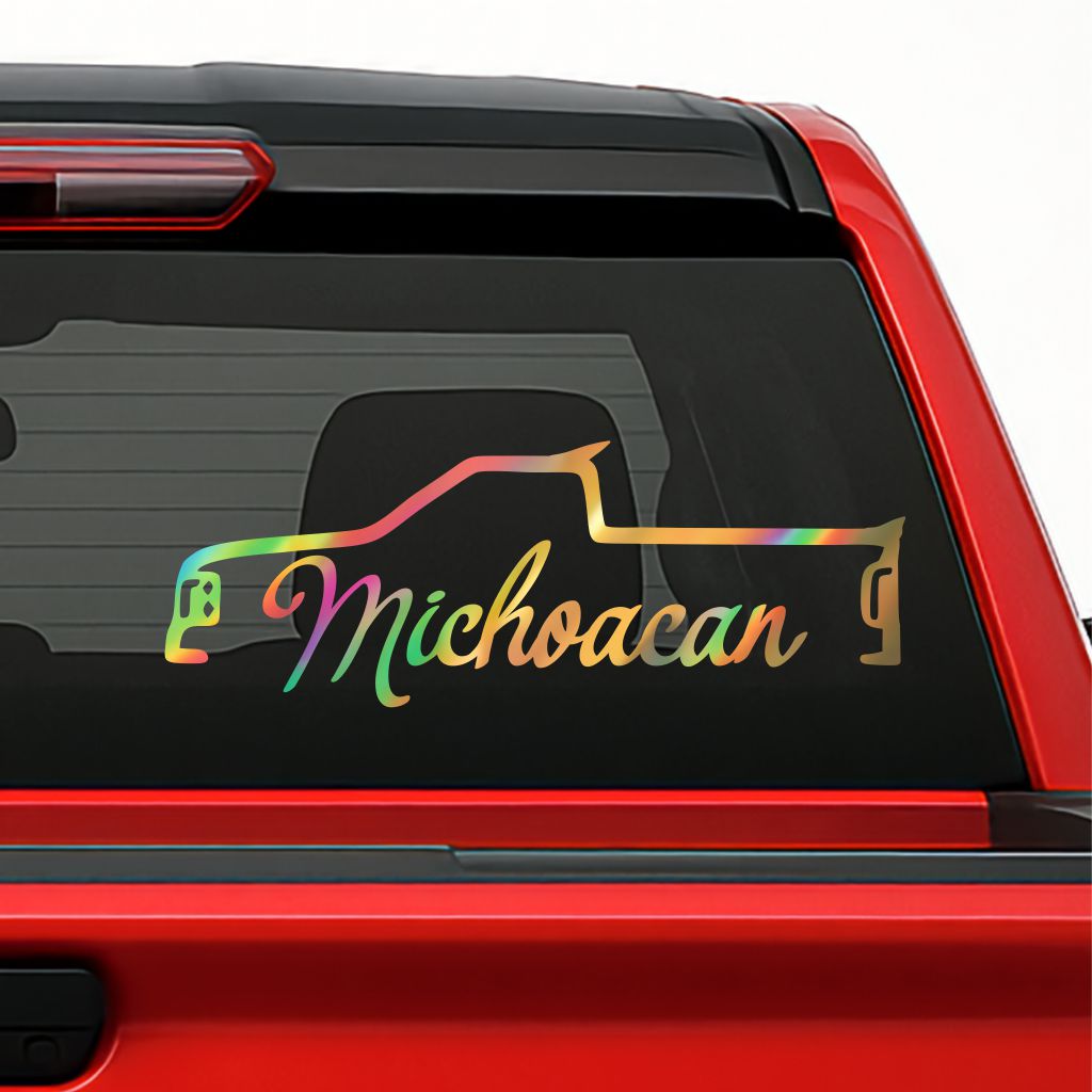 Truck Silhouette Holographic Decal – Personalized Mexican State / Sticker de Troca con Estados de México