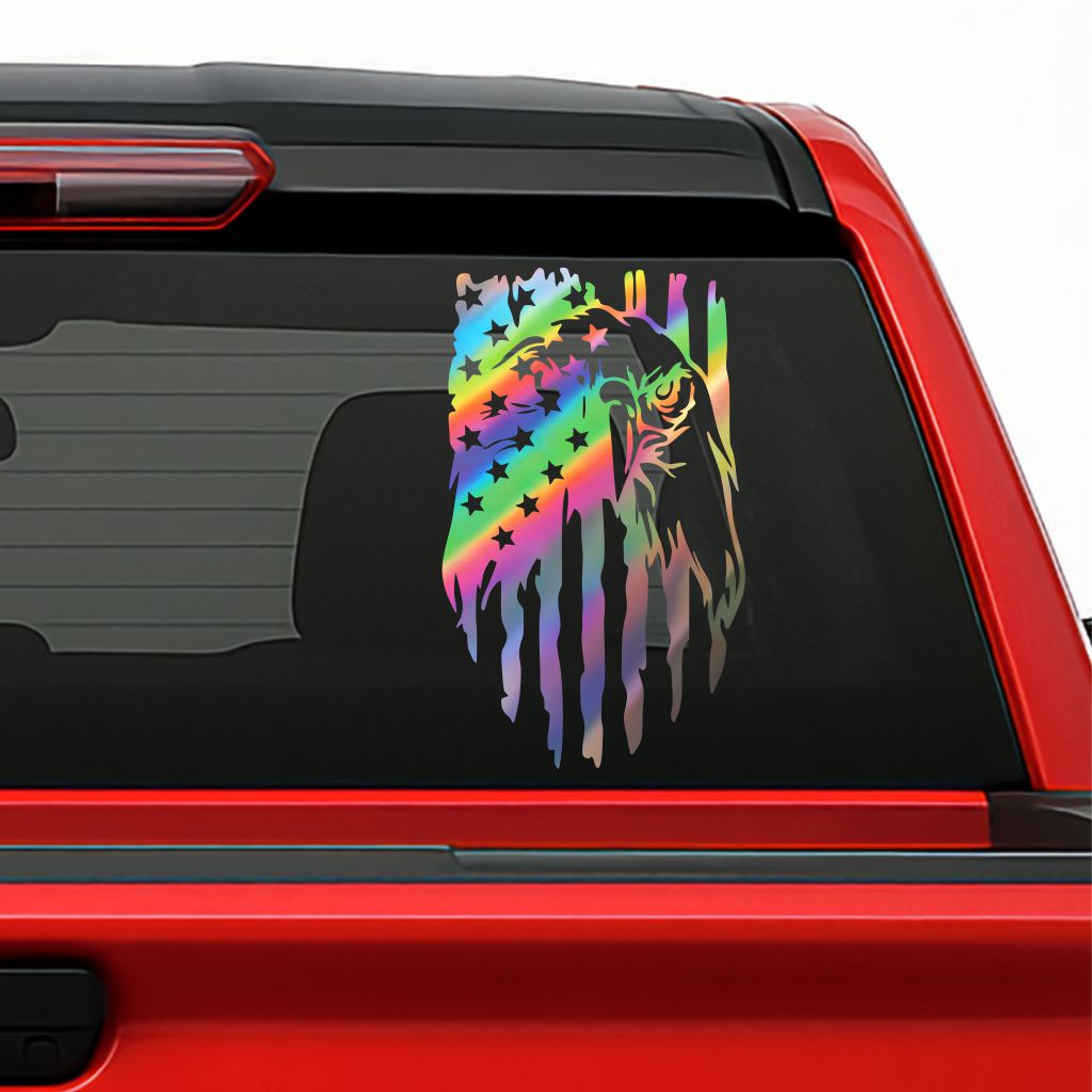 American Eagle Flag Sticker / Patriotic Vinyl Decal – USA Car & Truck Window Decoration