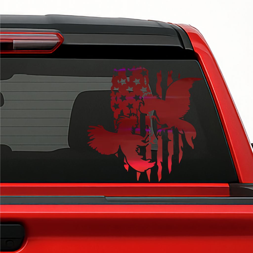 Gallos Sticker / Rooster Fight Decal with USA Flag – Vinyl Car & Truck Decoration