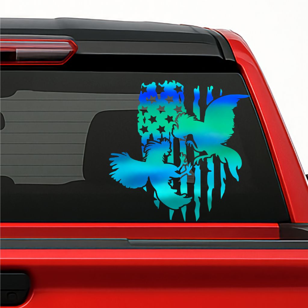 Gallos Sticker / Rooster Fight Decal with USA Flag – Vinyl Car & Truck Decoration