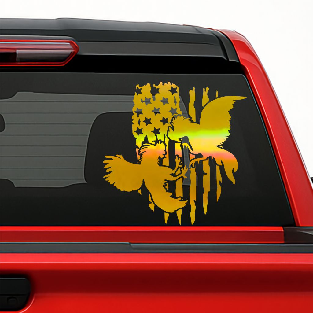 Gallos Sticker / Rooster Fight Decal with USA Flag – Vinyl Car & Truck Decoration