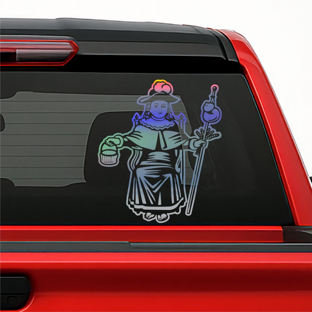 Sticker Santo Niño de Atocha – Calcomanía Religiosa en Vinil para Autos y Camionetas