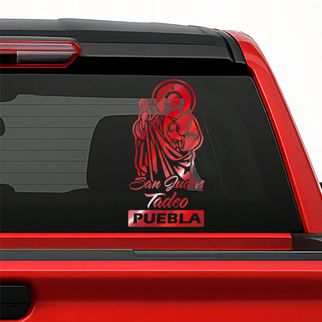 San Judas Tadeo Holographic Decal – Personalized with Any Mexican State / Sticker Personalizado con Estados de México