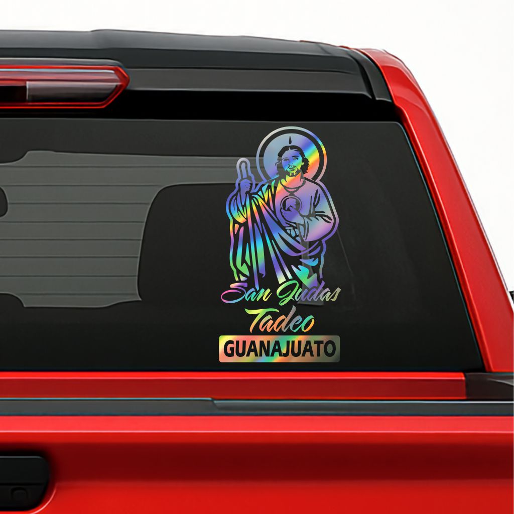 San Judas Tadeo Holographic Decal – Personalized with Any Mexican State / Sticker Personalizado con Estados de México