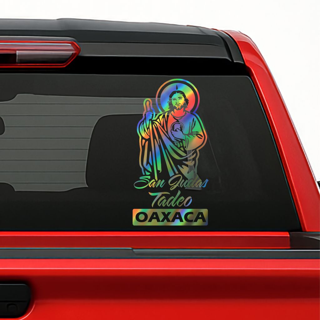 San Judas Tadeo Holographic Decal – Personalized with Any Mexican State / Sticker Personalizado con Estados de México