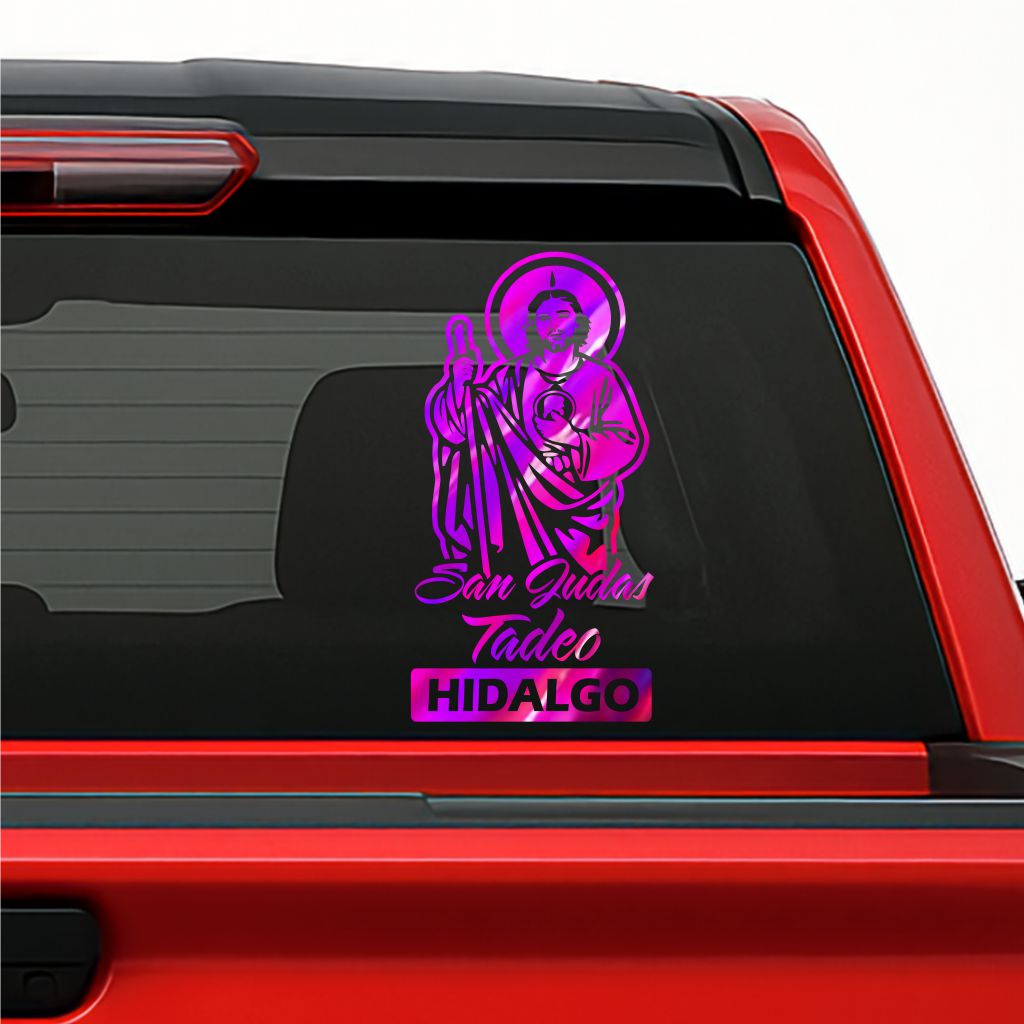 San Judas Tadeo Holographic Decal – Personalized with Any Mexican State / Sticker Personalizado con Estados de México