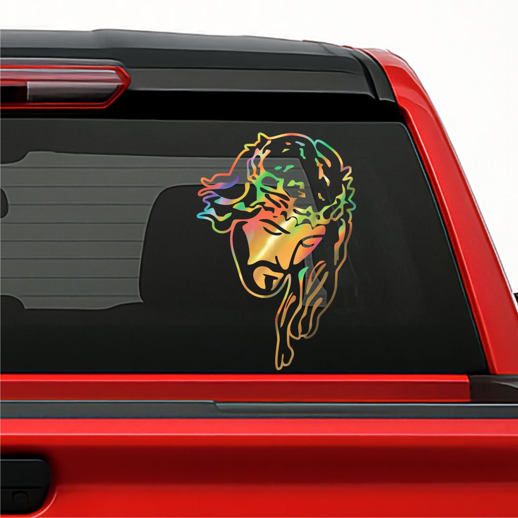 Rostro de Cristo Sticker / Jesus Face Vinyl Decal – Religious Car Window Decoration