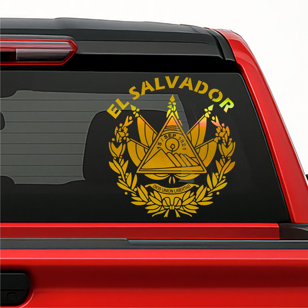 El Salvador Sticker / Holographic National Emblem Decal – Dios, Unión, Libertad Vinyl for Car, Truck & Laptop