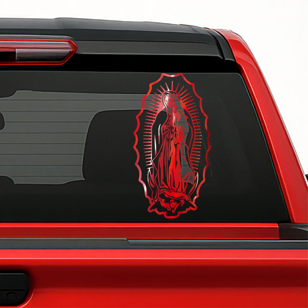 Our Lady of Guadalupe Holographic Car Decal – Religious Vinyl Sticker for Vehicles & Windows