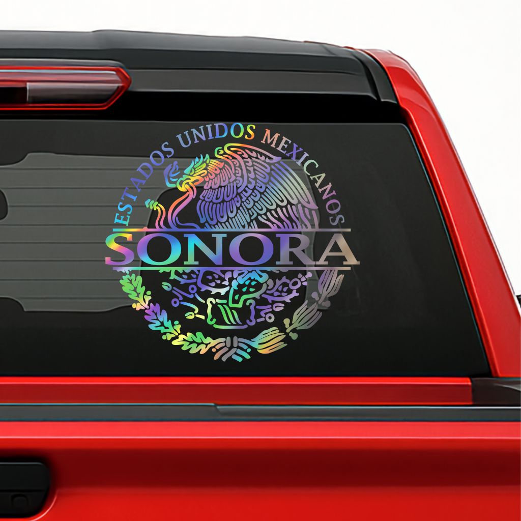 Escudo México Holographic Decal – Personalized with Any State / Sticker en Vinil con Escudo Nacional y Estados de México