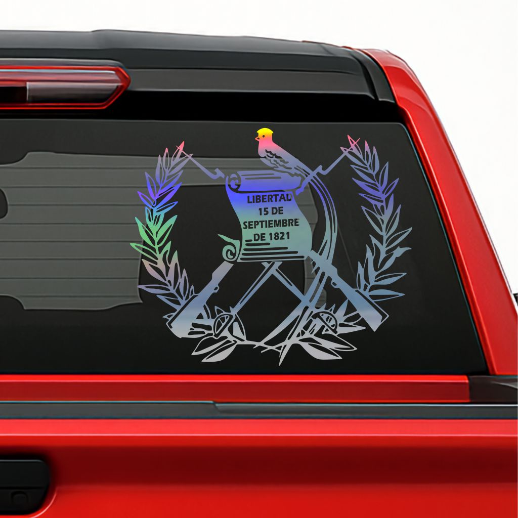 Escudo de Guatemala Sticker – Holographic Vinyl Decal for Cars, Trucks & Laptops