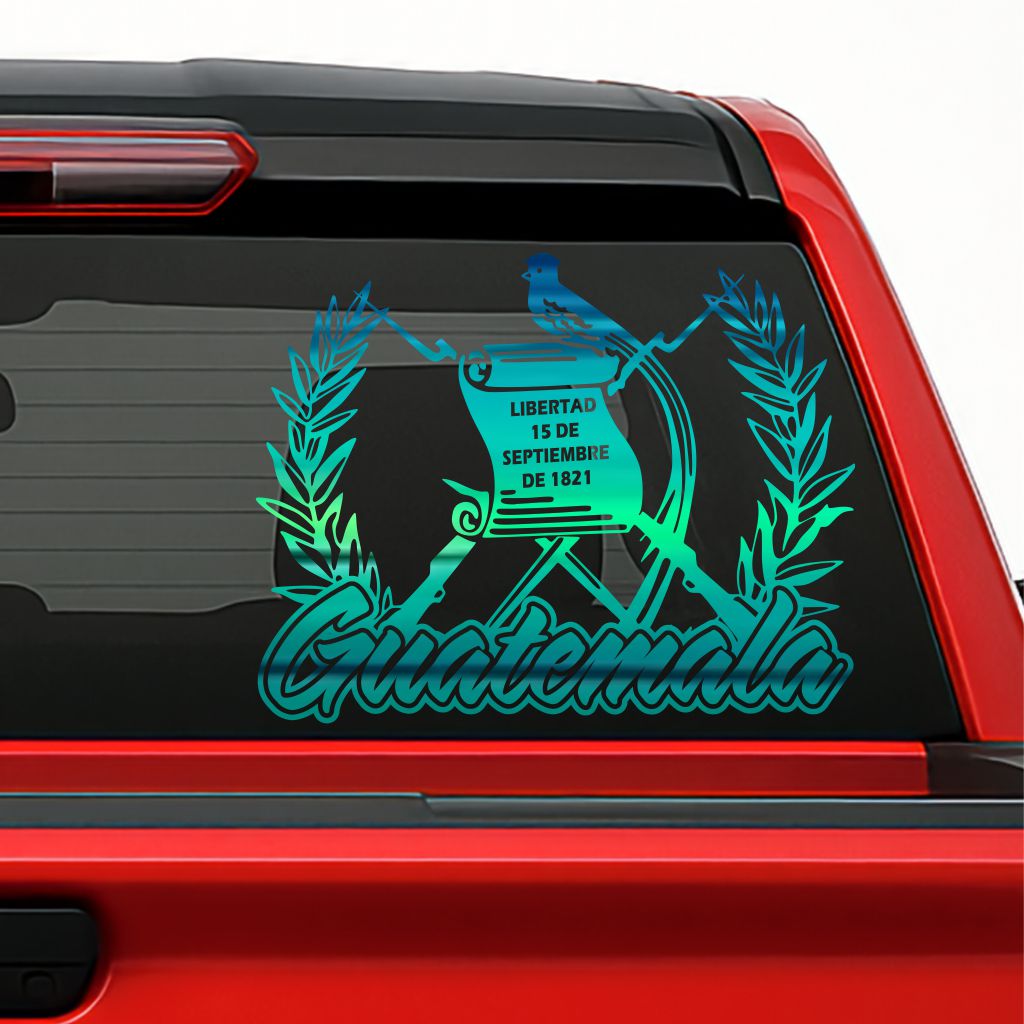 Escudo de Guatemala Sticker – Holographic Vinyl Decal for Cars, Trucks & Laptops