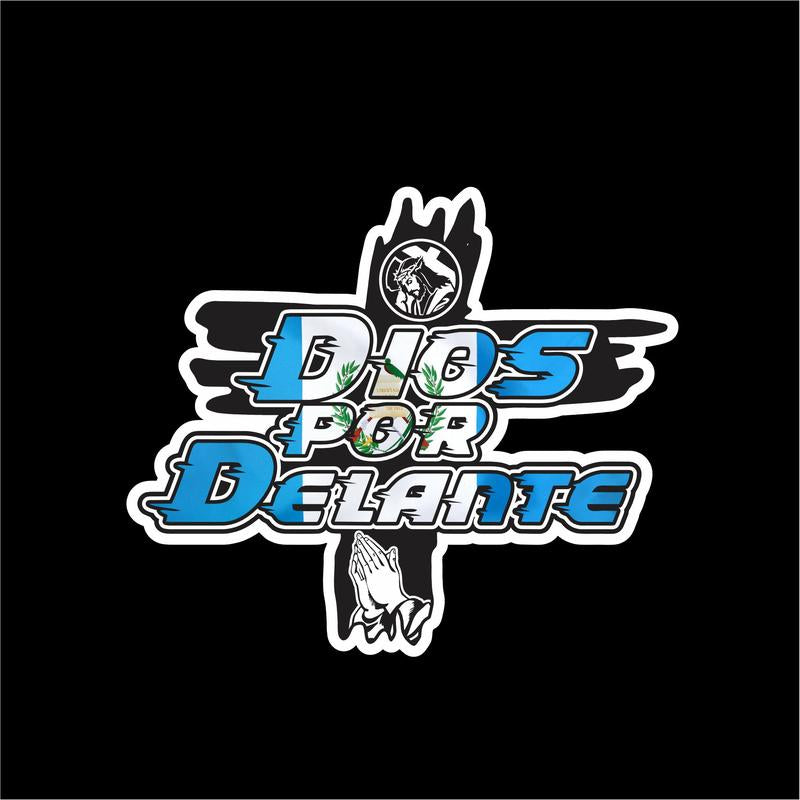 Dios por Delante Sticker – 5 Countries Flag Decal / Calcomanía Religiosa con Banderas de México, Guatemala, Honduras, El Salvador y USA