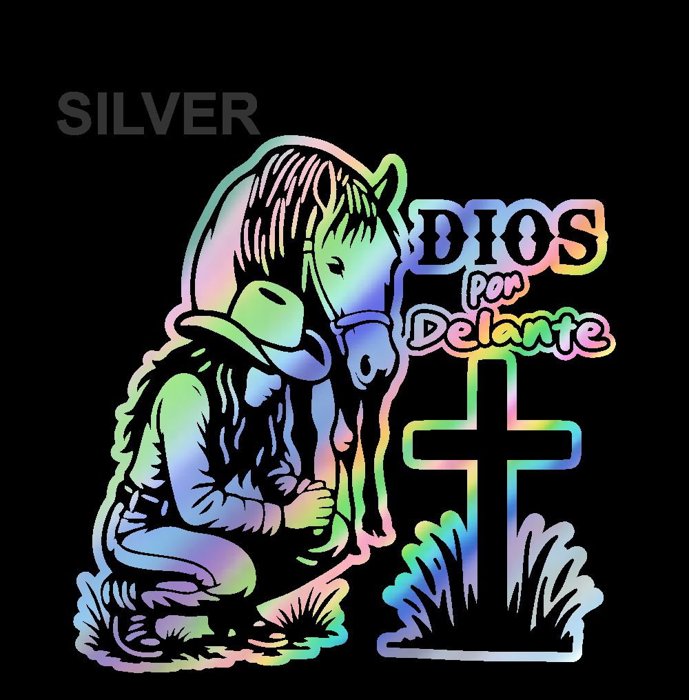 Dios por Delante Sticker – Cowgirl & Cross Vinyl Decal / Calcomanía Vaquera Religiosa en Vinil