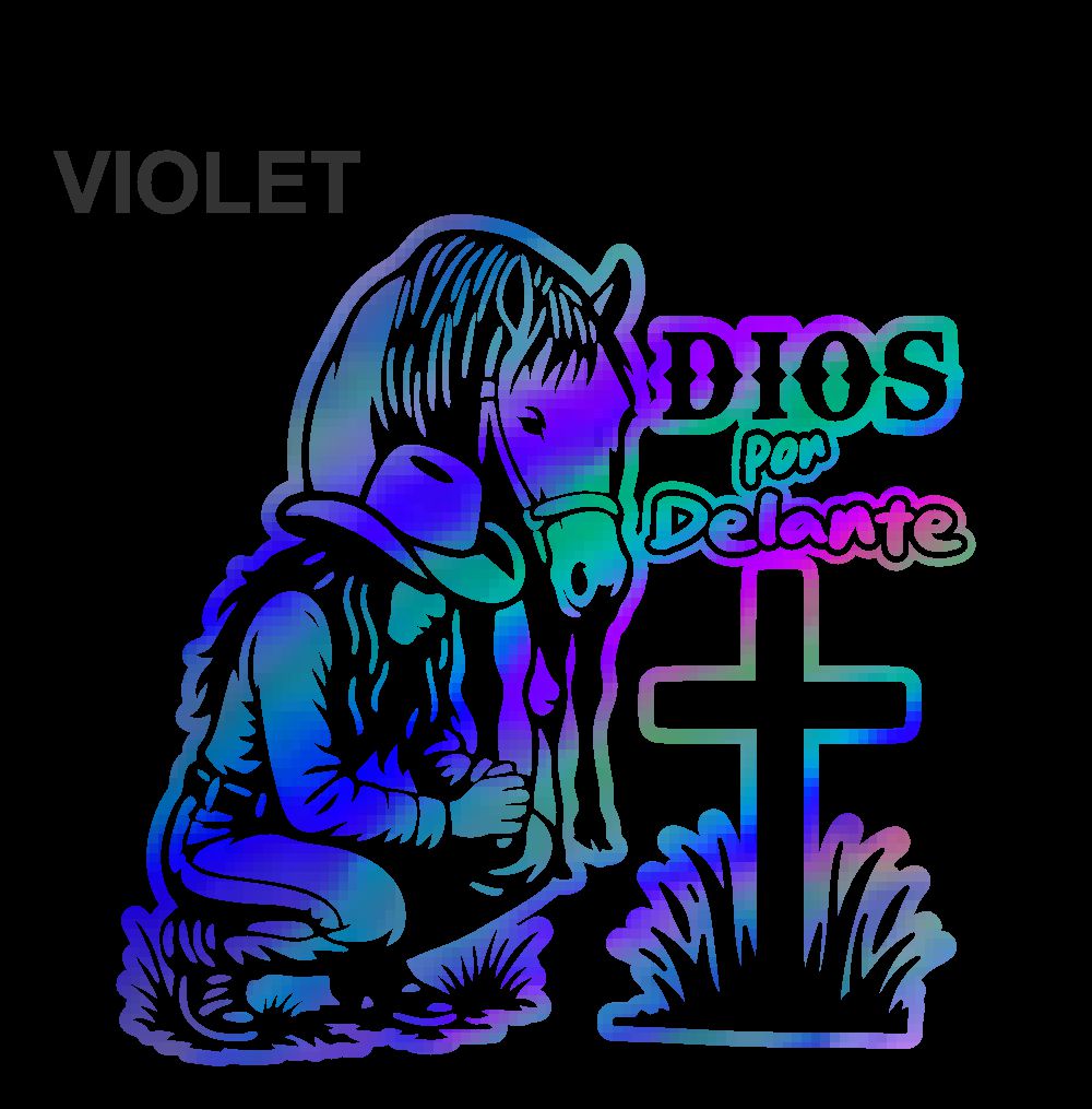 Dios por Delante Sticker – Cowgirl & Cross Vinyl Decal / Calcomanía Vaquera Religiosa en Vinil