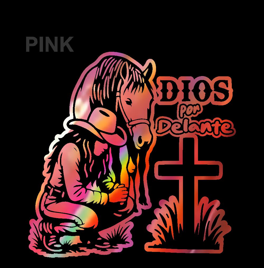 Dios por Delante Sticker – Cowgirl & Cross Vinyl Decal / Calcomanía Vaquera Religiosa en Vinil