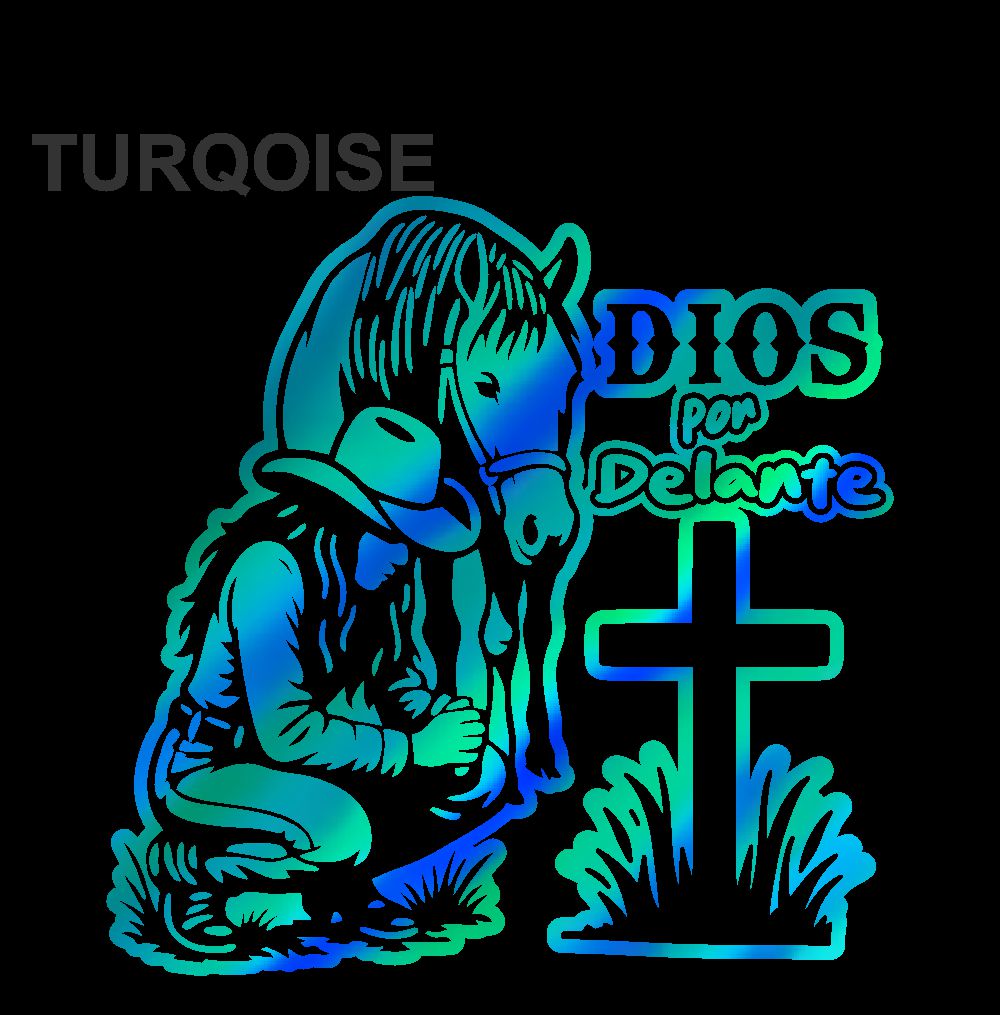 Dios por Delante Sticker – Cowgirl & Cross Vinyl Decal / Calcomanía Vaquera Religiosa en Vinil