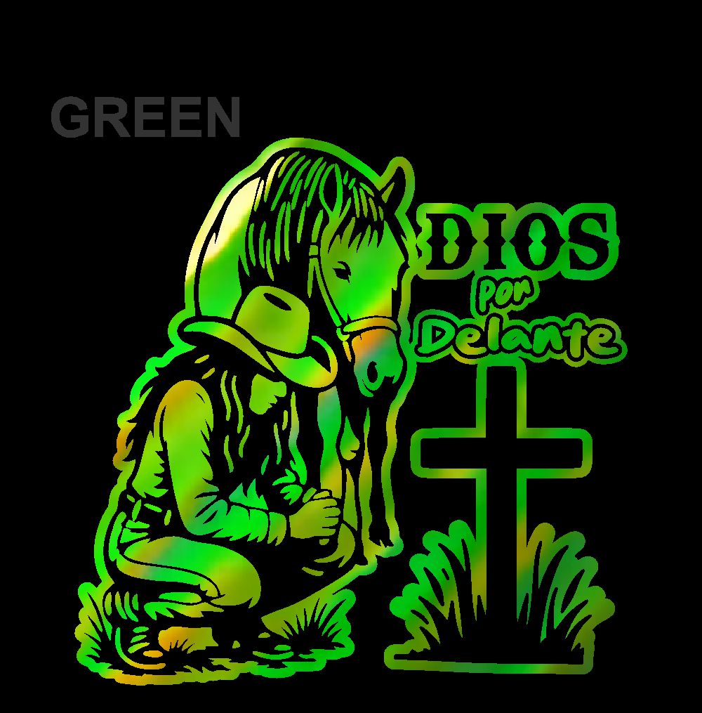 Dios por Delante Sticker – Cowgirl & Cross Vinyl Decal / Calcomanía Vaquera Religiosa en Vinil