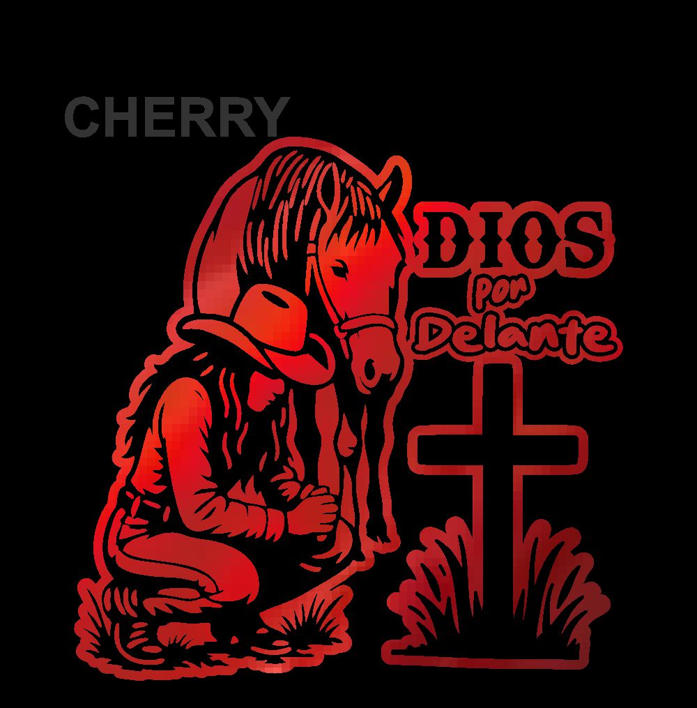 Dios por Delante Sticker – Cowgirl & Cross Vinyl Decal / Calcomanía Vaquera Religiosa en Vinil