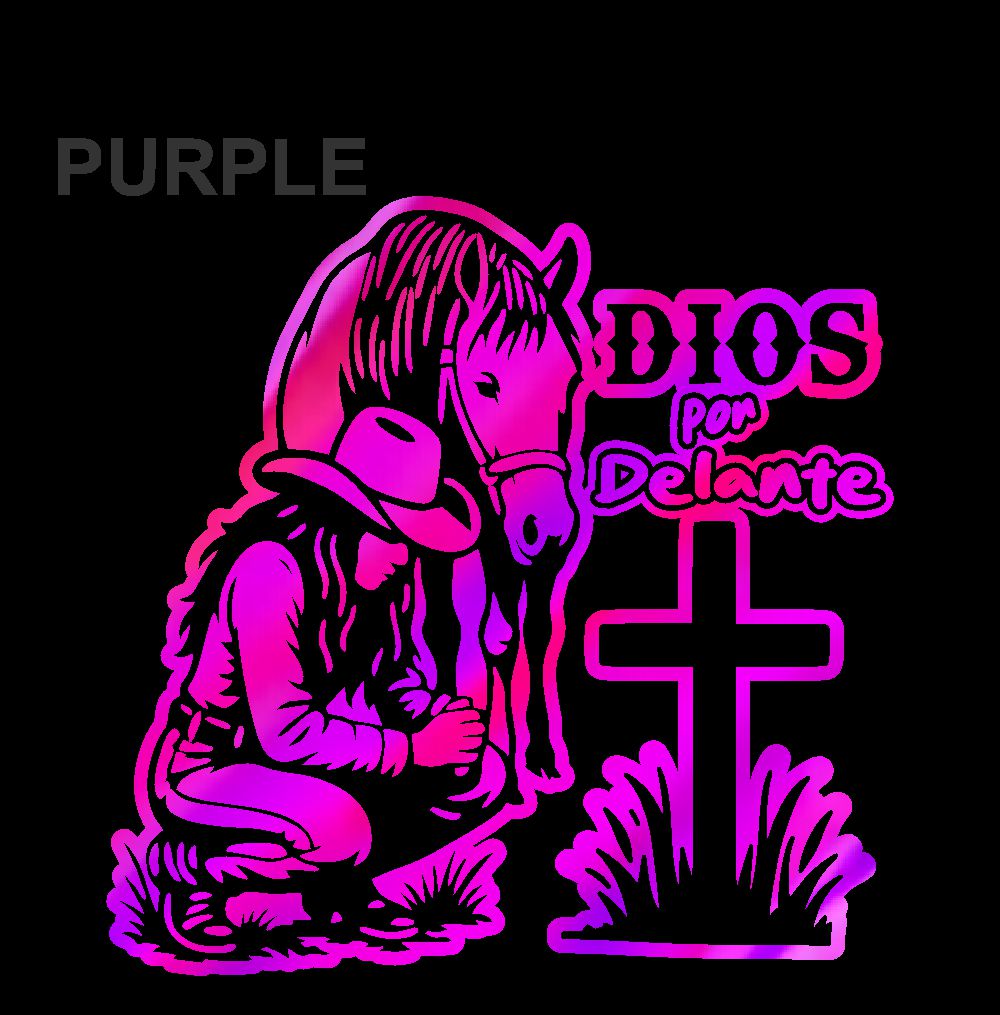 Dios por Delante Sticker – Cowgirl & Cross Vinyl Decal / Calcomanía Vaquera Religiosa en Vinil