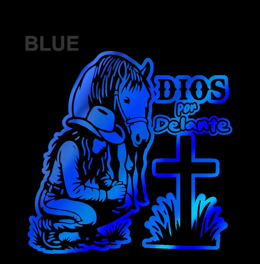 Dios por Delante Sticker – Cowgirl & Cross Vinyl Decal / Calcomanía Vaquera Religiosa en Vinil