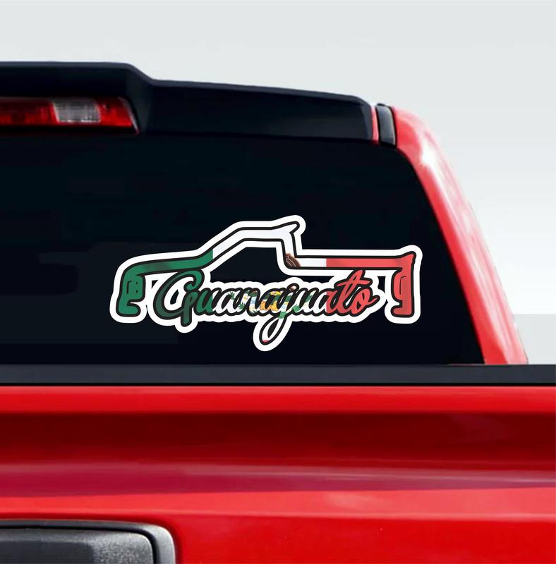 Truck Silhouette Printed Decal – Mexican Flag Colors / Sticker de Troca Impreso con Estados de México