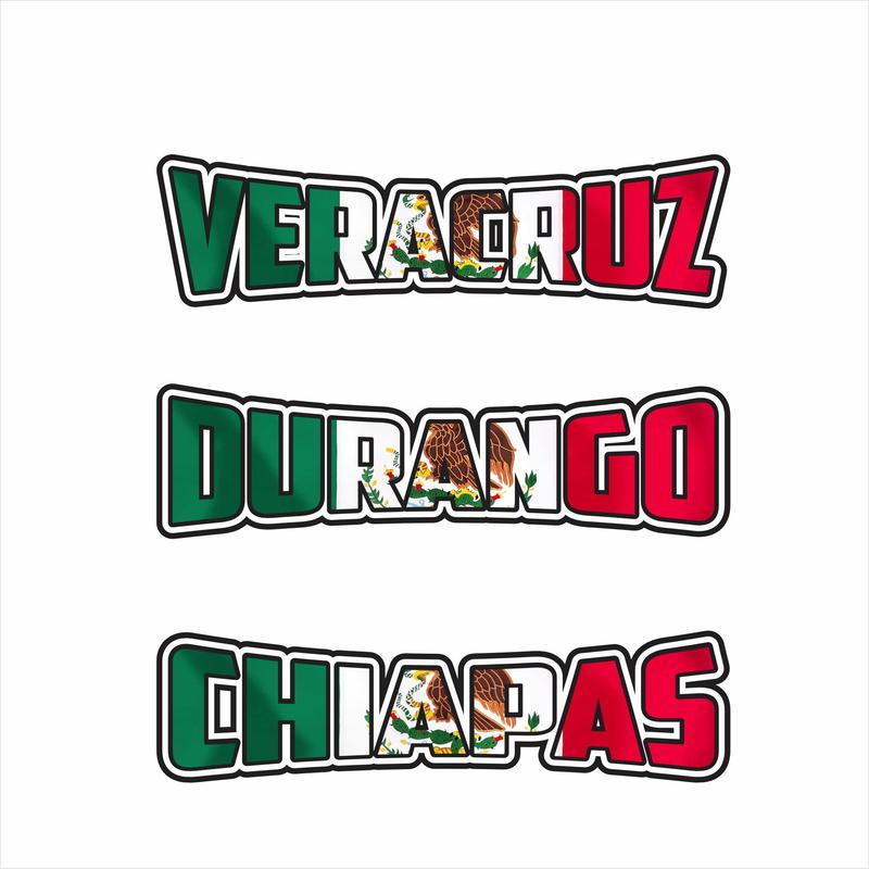 Mexico Flag Letters Decal – Personalized State Sticker / Nombre de Estado con Colores de la Bandera de México