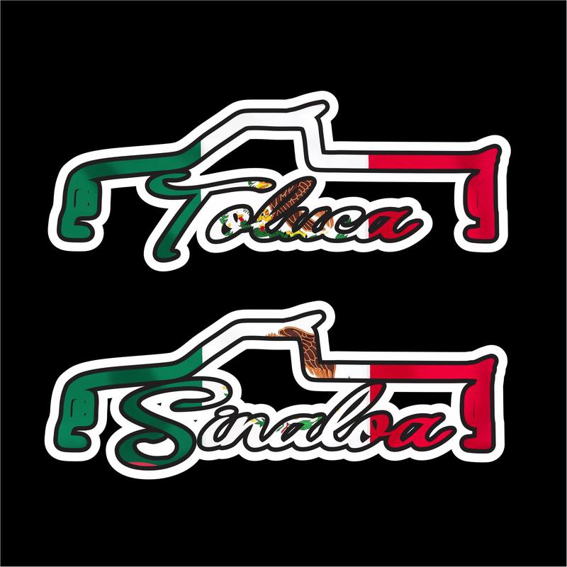 Truck Silhouette Printed Decal – Mexican Flag Colors / Sticker de Troca Impreso con Estados de México